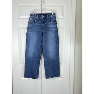 Quince Comfort Stretch High Rise Cropped Wide Leg Jeans in Atlantic Blue SZ 30